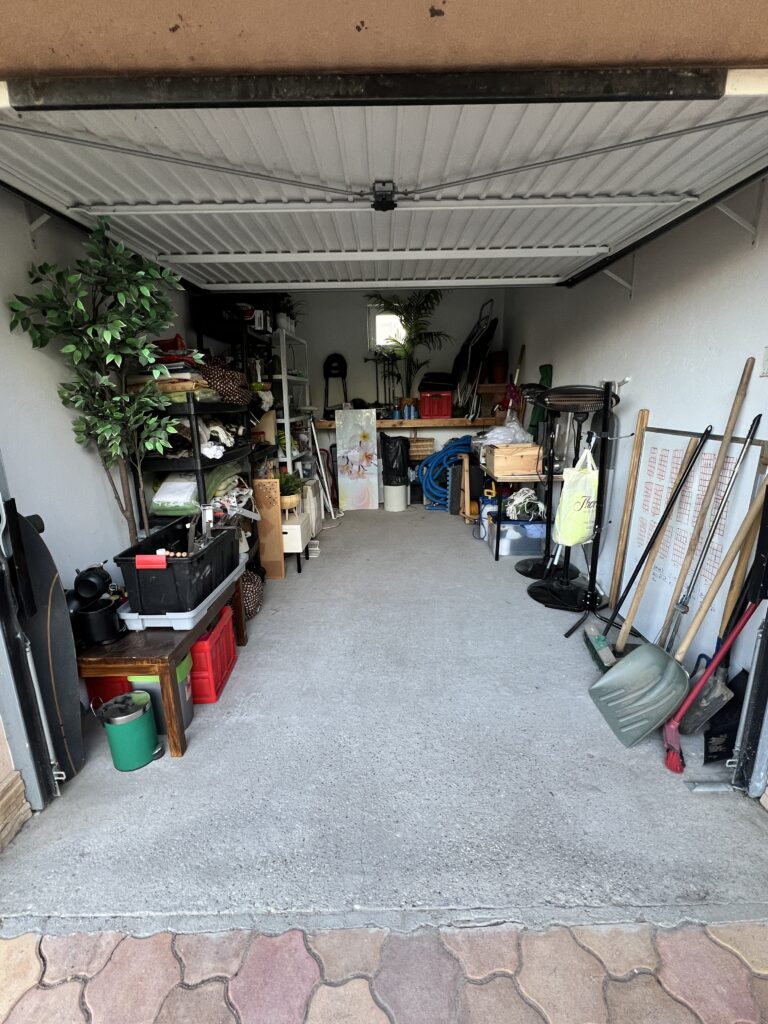 Fully loaded garage prepped for garage sales.