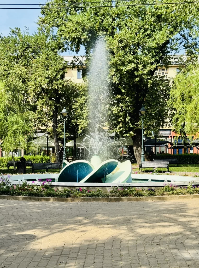 The local square in  Drobeta-Turnu Severin is full of decorative fountains