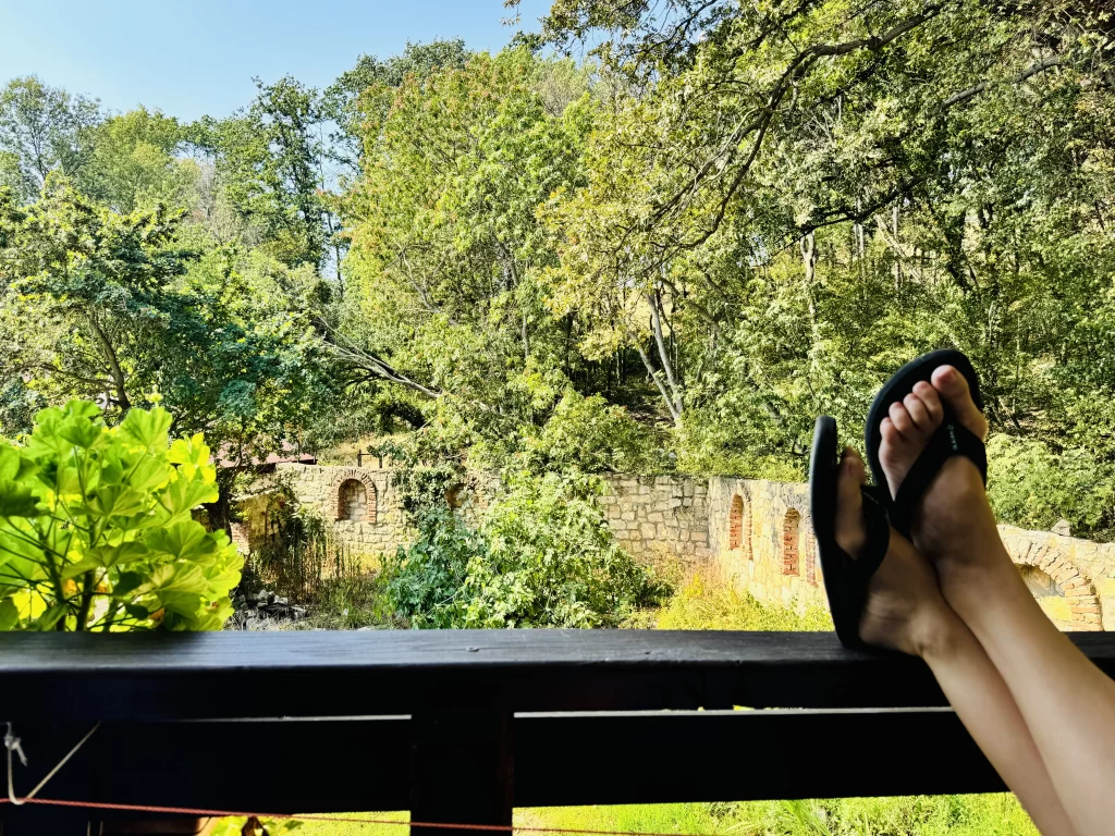 The morning view from our balcony at the Villa Nasco, Bulgaria