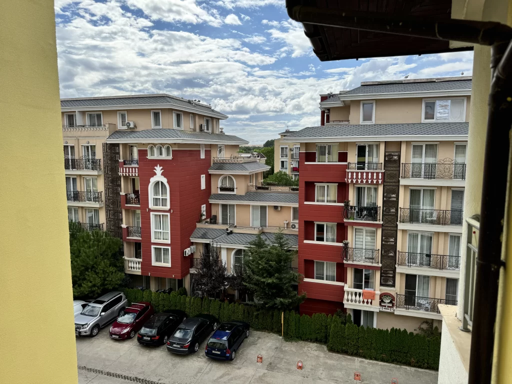 The view from our 4th floor apartment in Sunny Beach, Bulgaria