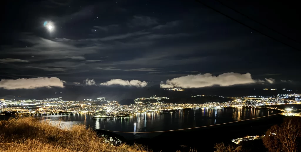 The scenery from the View hotel in Ioannina at night