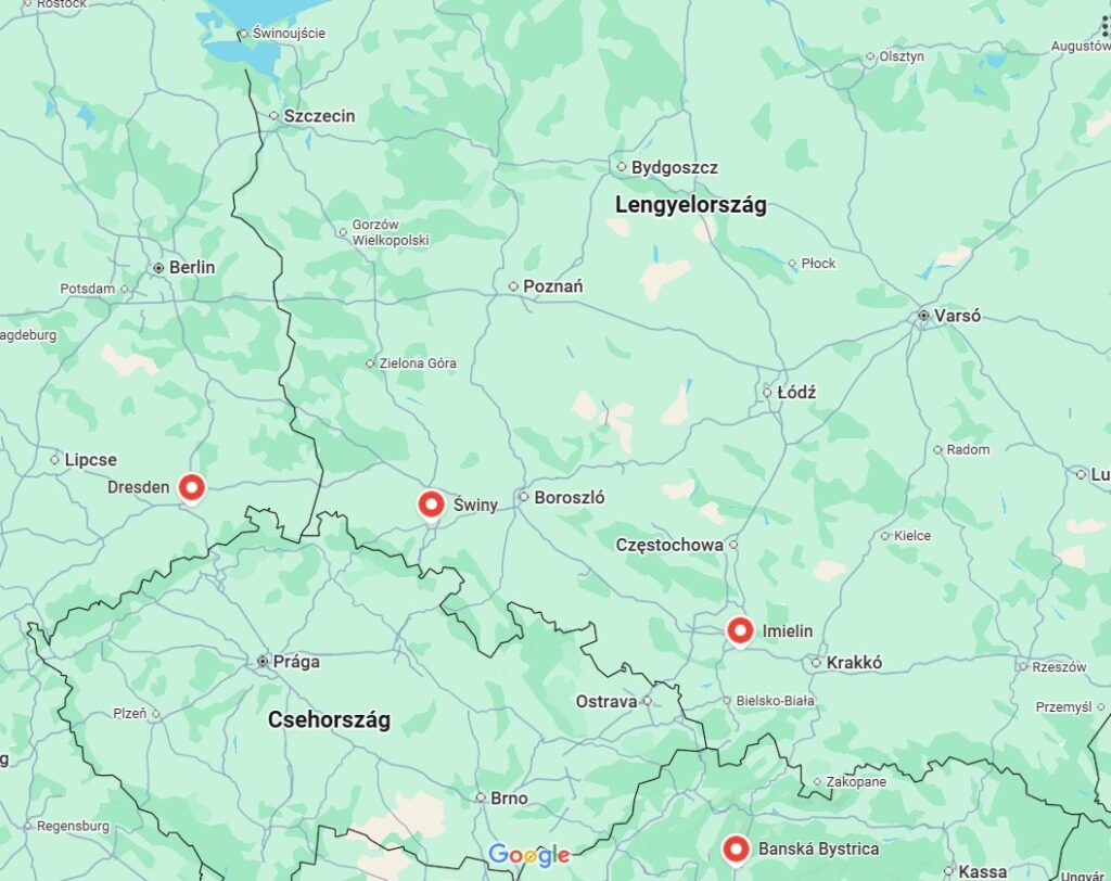 Google térkép kivonat a blogban említett helyekről.