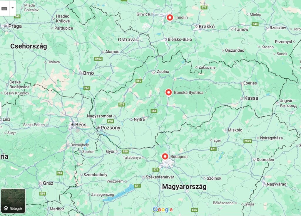 Google térkép kivonat az utolsó három állomásról.